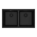 FRANKE MAG1201414-MBK Maris Undermount 31-in x 17.81-in Granite Double Bowl Kitchen Sink in Matte Black In Matte Black