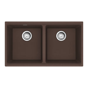 FRANKE MAG1201414-MOC-S Maris Undermount 31-in x 17.81-in Granite Double Bowl Kitchen Sink in Mocha In Mocha