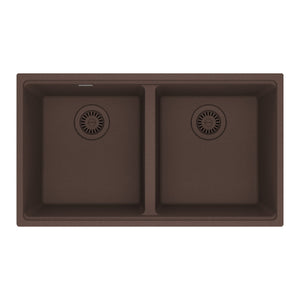 FRANKE MAG1201414-MOC Maris Undermount 31-in x 17.81-in Granite Double Bowl Kitchen Sink in Mocha In Mocha