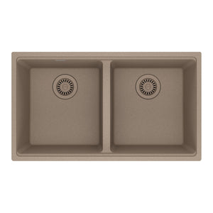 FRANKE MAG1201414-OYS Maris Undermount 31-in x 17.81-in Granite Double Bowl Kitchen Sink in Oyster In Oyster