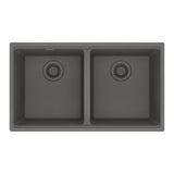 FRANKE MAG1201414-SHG Maris Undermount 31-in x 17.81-in Granite Double Bowl Kitchen Sink in Stone Grey In Stone Grey