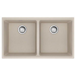 FRANKE MAG1201515-CHA-S Maris Undermount 33-in x 18.94-in Granite Double Bowl Kitchen Sink in Champagne In Champagne