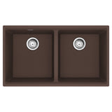 FRANKE MAG1201515-MOC-S Maris Undermount 33-in x 18.94-in Granite Double Bowl Kitchen Sink in Mocha In Mocha