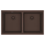 FRANKE MAG1201515-MOC Maris Undermount 33-in x 18.94-in Granite Double Bowl Kitchen Sink in Mocha In Mocha