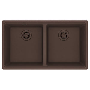 FRANKE MAG1201515-MOC Maris Undermount 33-in x 18.94-in Granite Double Bowl Kitchen Sink in Mocha In Mocha