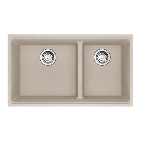 FRANKE MAG1601611LD-CHA-S Maris Undermount 31-in x 17.81-in Granite Double Bowl Kitchen Sink in Champagne In Champagne