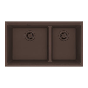 FRANKE MAG1601611LD-MOC Maris Undermount 31-in x 17.81-in Granite Double Bowl Kitchen Sink in Mocha In Mocha