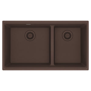 FRANKE MAG1601812LD-MOC Maris Undermount 33-in x 18.94-in Granite Double Bowl Kitchen Sink in Mocha In Mocha