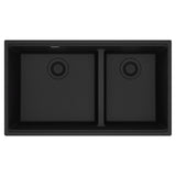FRANKE MAG1601812LD-ONY Maris Undermount 33-in x 18.94-in Granite Double Bowl Kitchen Sink in Onyx In Onyx