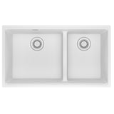 FRANKE MAG1601812LD-PWT Maris Undermount 33-in x 18.94-in Granite Double Bowl Kitchen Sink in Polar White In Polar White