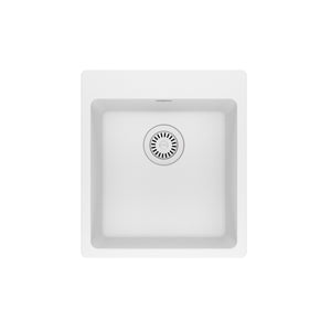 FRANKE MAG61015-PWT Maris Dual Mount 17.31-in x 19.69-in Granite Single Bowl Bar / Prep Sink in Polar White In Polar White