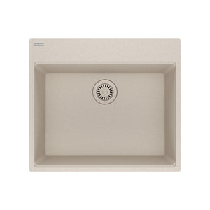 FRANKE MAG61023-CHA Maris Topmount 25-in x 22-in Granite Single Bowl Kitchen Sink in Champagne In Champagne