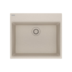 FRANKE MAG61023-CHA Maris Topmount 25-in x 22-in Granite Single Bowl Kitchen Sink in Champagne In Champagne