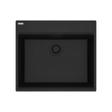 FRANKE MAG61023-ONY Maris Topmount 25-in x 22-in Granite Single Bowl Kitchen Sink in Onyx In Onyx