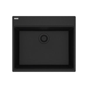 FRANKE MAG61023-ONY Maris Topmount 25-in x 22-in Granite Single Bowl Kitchen Sink in Onyx In Onyx