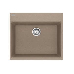 FRANKE MAG61023-OYS-S Maris Topmount 25-in x 22-in Granite Single Bowl Kitchen Sink in Oyster In Oyster