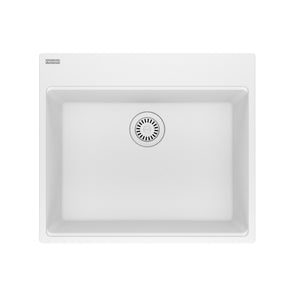 FRANKE MAG61023-PWT Maris Topmount 25-in x 22-in Granite Single Bowl Kitchen Sink in Polar White In Polar White