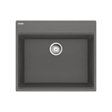 FRANKE MAG61023-SHG-S Maris Topmount 25-in x 22-in Granite Single Bowl Kitchen Sink in Stone Grey In Stone Grey