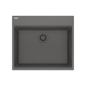 FRANKE MAG61023-SHG Maris Topmount 25-in x 22-in Granite Single Bowl Kitchen Sink in Stone Grey In Stone Grey