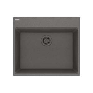 FRANKE MAG61023-SHG Maris Topmount 25-in x 22-in Granite Single Bowl Kitchen Sink in Stone Grey In Stone Grey