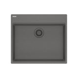 FRANKE MAG61023ADA-SHG Maris Topmount 25-in x 22-in Granite ADA Single Bowl Kitchen Sink in Stone Grey In Stone Grey