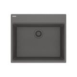 FRANKE MAG61023L-SHG Maris Dual Mount 25-in x 22-in Granite Dual Mount Single Bowl Laundry Sink in Stone Grey In Stone Grey