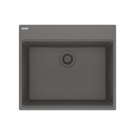 FRANKE MAG61023L-SHG Maris Dual Mount 25-in x 22-in Granite Dual Mount Single Bowl Laundry Sink in Stone Grey In Stone Grey