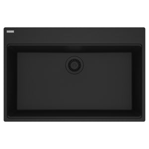 FRANKE MAG61031-MBK Maris Topmount 33-in x 22-in Granite Single Bowl Kitchen Sink in Matte Black In Matte Black