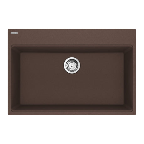 FRANKE MAG61031-MOC-S Maris Topmount 33-in x 22-in Granite Single Bowl Kitchen Sink in Mocha In Mocha