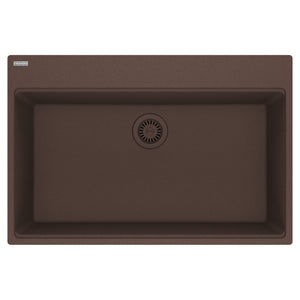 FRANKE MAG61031-MOC Maris Topmount 33-in x 22-in Granite Single Bowl Kitchen Sink in Mocha In Mocha