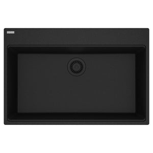 FRANKE MAG61031-ONY Maris Topmount 33-in x 22-in Granite Single Bowl Kitchen Sink in Onyx In Onyx