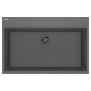 FRANKE MAG61031-SHG Maris Topmount 33-in x 22-in Granite Single Bowl Kitchen Sink in Stone Grey In Stone Grey