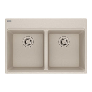 FRANKE MAG6201414-CHA Maris Topmount 31-in x 20.88-in Granite Double Bowl Kitchen Sink in Champagne In Champagne