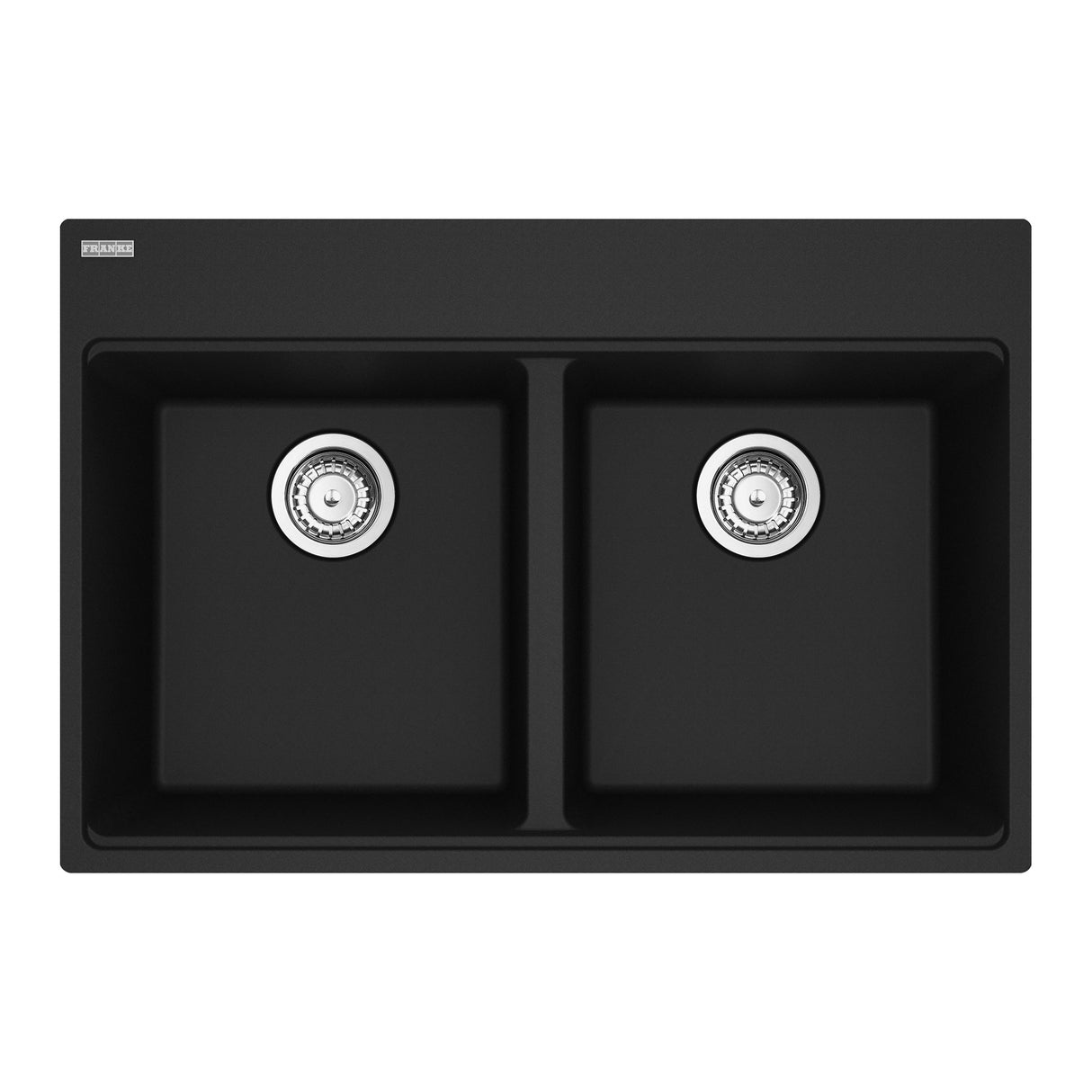 FRANKE MAG6201414-MBK-S Maris Topmount 31-in x 20.88-in Granite Double Bowl Kitchen Sink in Matte Black In Matte Black