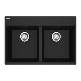 FRANKE MAG6201414-MBK-S Maris Topmount 31-in x 20.88-in Granite Double Bowl Kitchen Sink in Matte Black In Matte Black