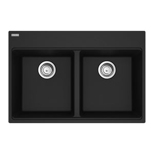 FRANKE MAG6201414-MBK-S Maris Topmount 31-in x 20.88-in Granite Double Bowl Kitchen Sink in Matte Black In Matte Black