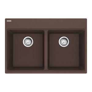 FRANKE MAG6201414-MOC-S Maris Topmount 31-in x 20.88-in Granite Double Bowl Kitchen Sink in Mocha In Mocha