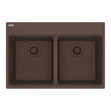 FRANKE MAG6201414-MOC Maris Topmount 31-in x 20.88-in Granite Double Bowl Kitchen Sink in Mocha In Mocha