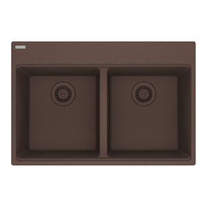 FRANKE MAG6201414-MOC Maris Topmount 31-in x 20.88-in Granite Double Bowl Kitchen Sink in Mocha In Mocha