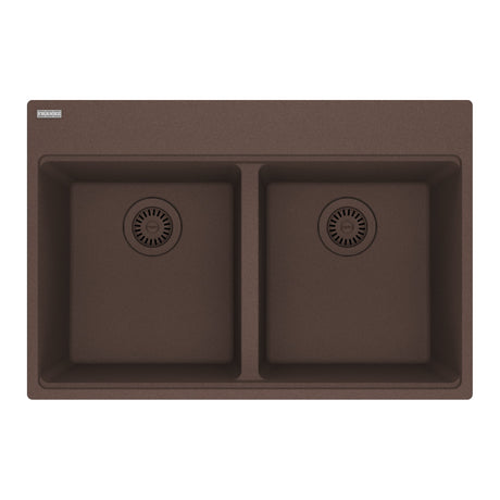 FRANKE MAG6201414-MOC Maris Topmount 31-in x 20.88-in Granite Double Bowl Kitchen Sink in Mocha In Mocha