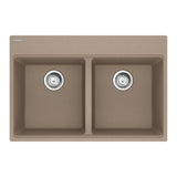 FRANKE MAG6201414-OYS-S Maris Topmount 31-in x 20.88-in Granite Double Bowl Kitchen Sink in Oyster In Oyster