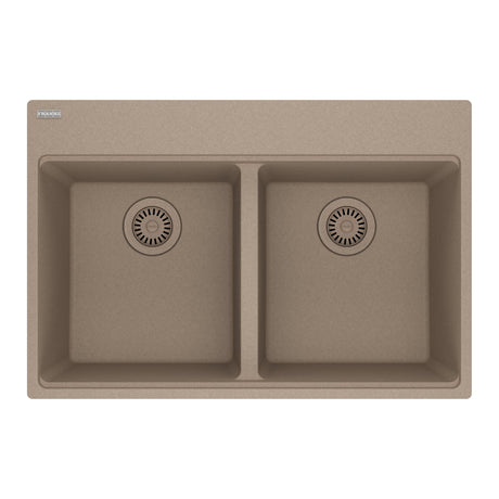 FRANKE MAG6201414-OYS Maris Topmount 31-in x 20.88-in Granite Double Bowl Kitchen Sink in Oyster In Oyster