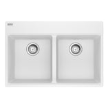 FRANKE MAG6201414-PWT-S Maris Topmount 31-in x 20.88-in Granite Double Bowl Kitchen Sink in Polar White In Polar White