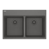 FRANKE MAG6201414-SHG Maris Topmount 31-in x 20.88-in Granite Double Bowl Kitchen Sink in Stone Grey In Stone Grey
