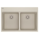 FRANKE MAG6201515-CHA Maris Topmount 33-in x 22-in Granite Double Bowl Kitchen Sink in Champagne In Champagne