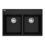 FRANKE MAG6201515-ONY-S Maris Topmount 33-in x 22-in Granite Double Bowl Kitchen Sink in Onyx In Onyx