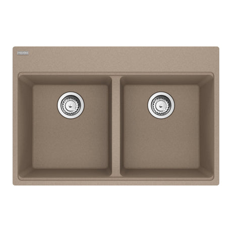 FRANKE MAG6201515-OYS-S Maris Topmount 33-in x 22-in Granite Double Bowl Kitchen Sink in Oyster In Oyster