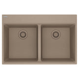 FRANKE MAG6201515-OYS Maris Topmount 33-in x 22-in Granite Double Bowl Kitchen Sink in Oyster In Oyster