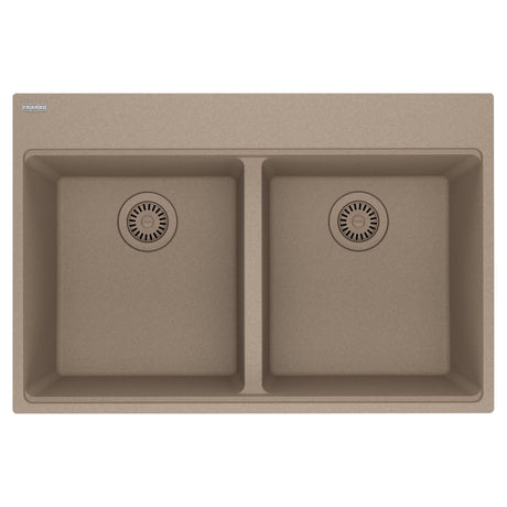 FRANKE MAG6201515-OYS Maris Topmount 33-in x 22-in Granite Double Bowl Kitchen Sink in Oyster In Oyster