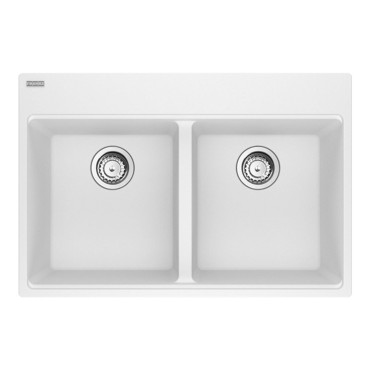 FRANKE MAG6201515-PWT-S Maris Topmount 33-in x 22-in Granite Double Bowl Kitchen Sink in Polar White In Polar White